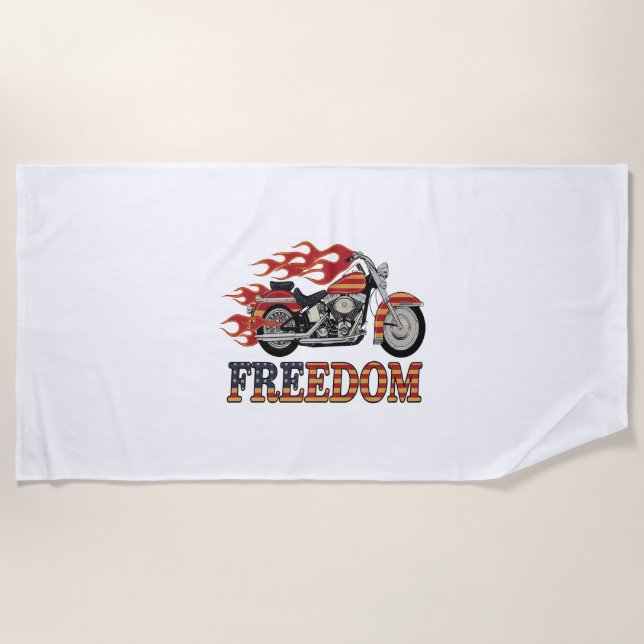 Toalla De Playa Flores de motocicleta de libertad (Anverso)