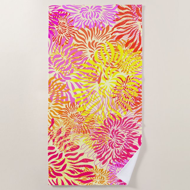 Toalla De Playa Flores de primavera coloridas (Anverso)