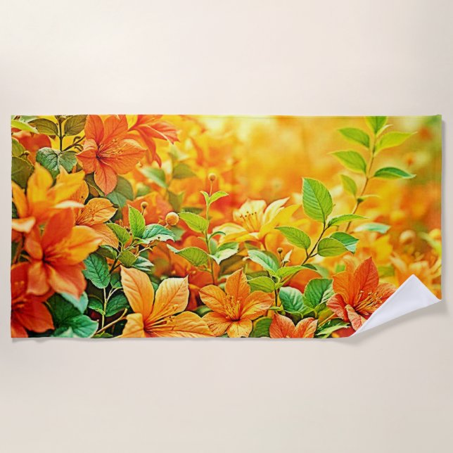 Toalla De Playa Flores de verano vibrantes (Anverso)