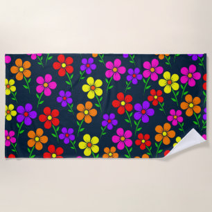 Toalla De Playa Flores Multicolores Patrón Floral-34654