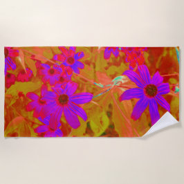 Toalla De Playa Flores naturales coloridas ultravioletas, magenta 