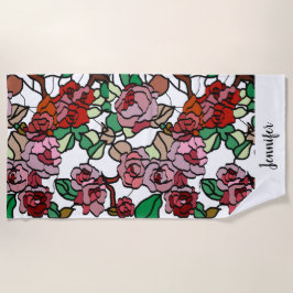 Toalla De Playa Flores rojas brillantes y moderadas