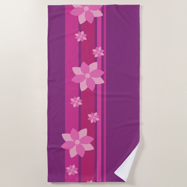 Toalla De Playa Flores rosas (Anverso)
