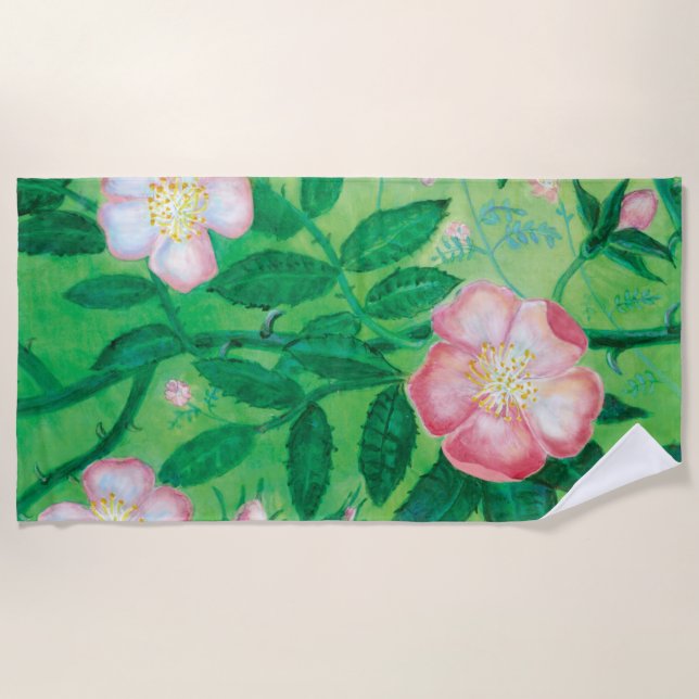 Toalla De Playa Flores rosas silvestres (Anverso)