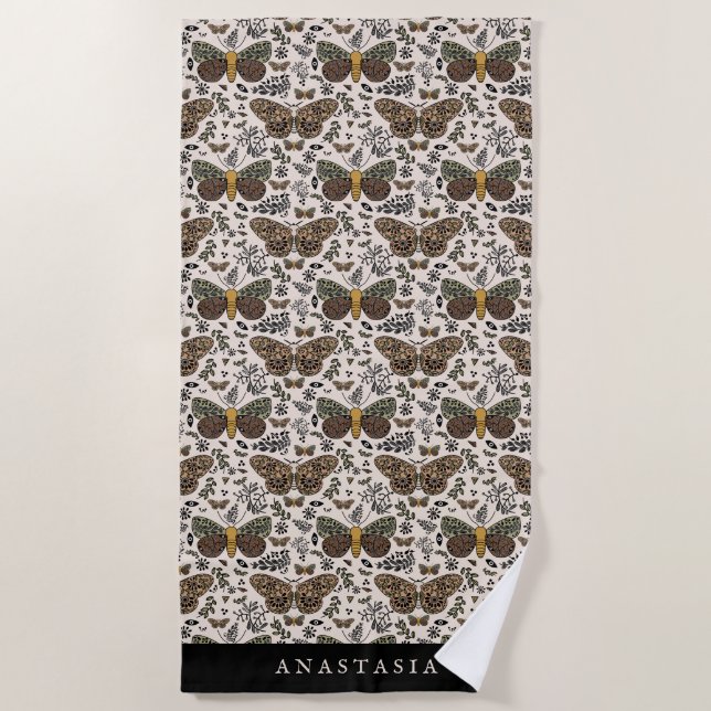 Toalla De Playa Flores silvestres bohemias modernas patrón abstrac (Anverso)