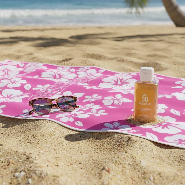 Toalla De Playa Flores Tropicales De Playa Rosa (pink beach flowers)