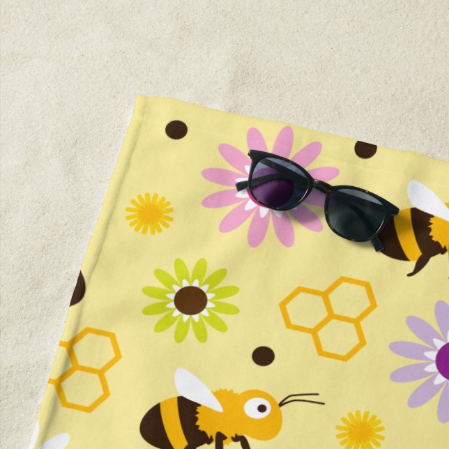 Toalla De Playa Flores y abejas (In situ)