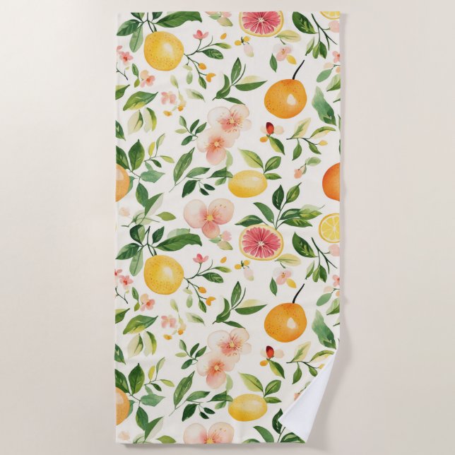 Toalla De Playa Flores y Frutas (Anverso)