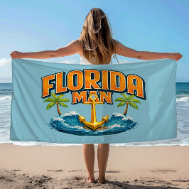 Toalla De Playa Florida Man Coastal Life | Blue Nautical Anchor