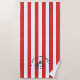 Toalla De Playa Flotando y brindando en Lake House Red Stripe