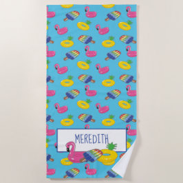 Toalla De Playa Flotas de piscina azul brillante personalizadas co