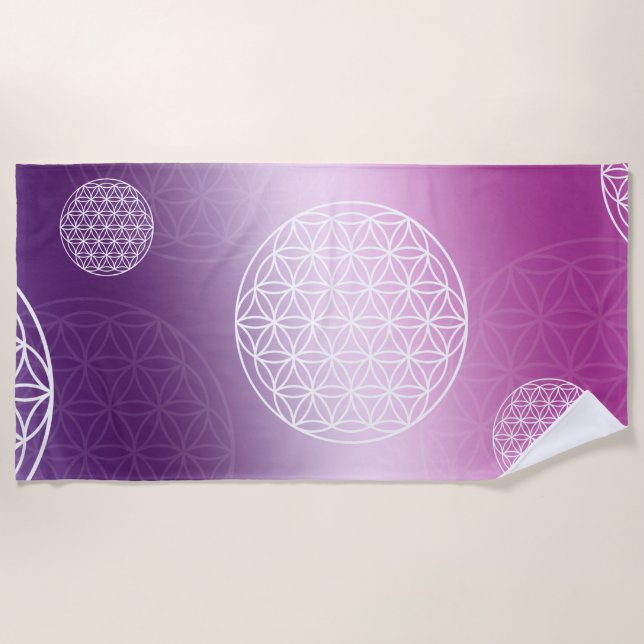 Toalla De Playa Flower of life purple (Anverso)