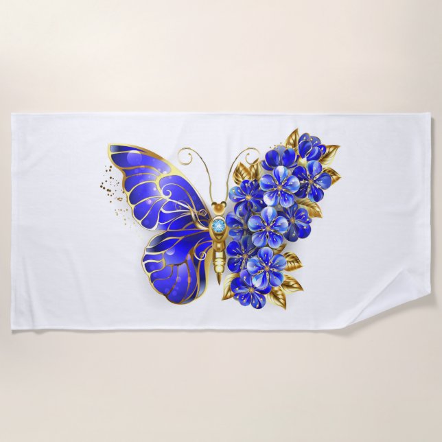 Toalla De Playa Flower Sapphire Butterfly (Anverso)