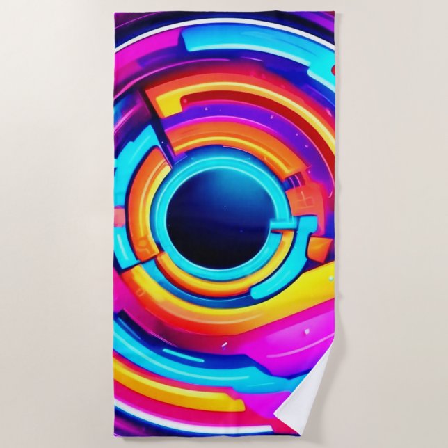 Toalla De Playa Flujo cromático: la esencia radiante del arte vibr (Anverso)