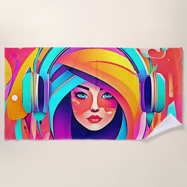 Toalla De Playa Flujo vibrante de música (Anverso)