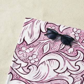 Toalla De Playa Foliage ornato rosado barroco Rosa