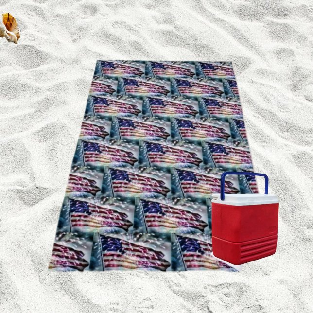 Toalla De Playa Fondo de fuegos artificiales (Display your patriotism, in this Fireworks Backdrop Beach Towel!)