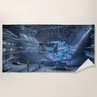 Toalla De Playa Fondo de juego futurista de arena de esports.