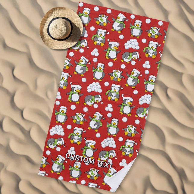 Toalla De Playa fondo de pingüinos de Navidad (Subido por el creador)