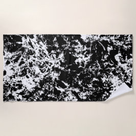 Toalla De Playa Formación de hielo abstracto en blanco y negro