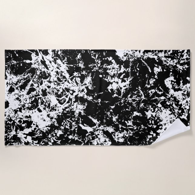 Toalla De Playa Formación de hielo abstracto en blanco y negro (Anverso)