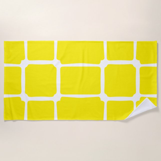 Toalla De Playa Formas amarillas cuadradas negrita asimétrica (Anverso)