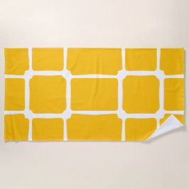 Toalla De Playa Formas amarillas cuadradas negrita asimétrica