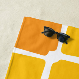 Toalla De Playa Formas amarillas naranja Cuadrados Negrita asimétr