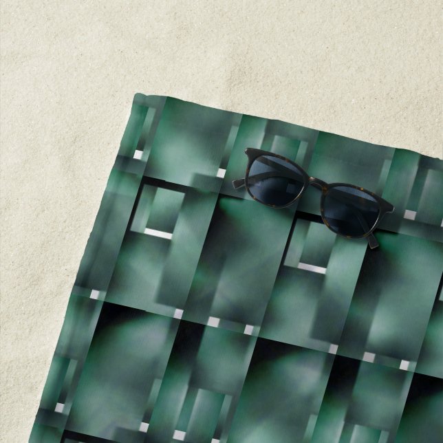 Toalla De Playa Formatos de rectángulos en verdes, manchados oscur (In situ)