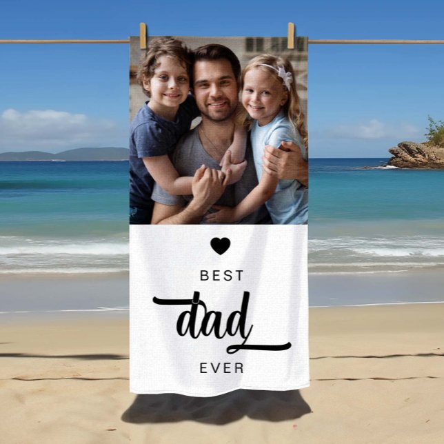Toalla De Playa Foto moderna mejor padre de la historia (Modern Photo Best Dad Ever Beach Towel)