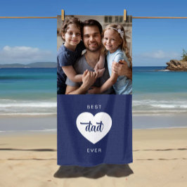 Toalla De Playa Foto moderna mejor papá jamás azul