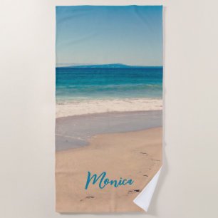 Toalla De Playa Foto personalizada Aqua Verde azulada