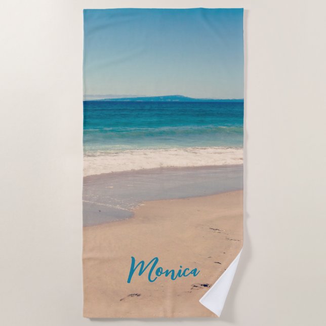 Toalla De Playa Foto personalizada Aqua Verde azulada (Anverso)