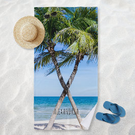 Toalla De Playa Foto personalizada DIY de palmeras tropicales