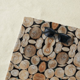 Toalla De Playa Fotografía de patrón apilado de troncos de ramas d