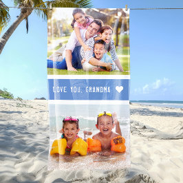 Toalla De Playa Fotos de Amor Moderno para Abuela Azul