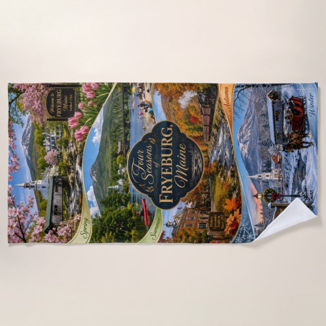 Toalla de playa Four Seasons de Fryeburg Maine (Anverso)