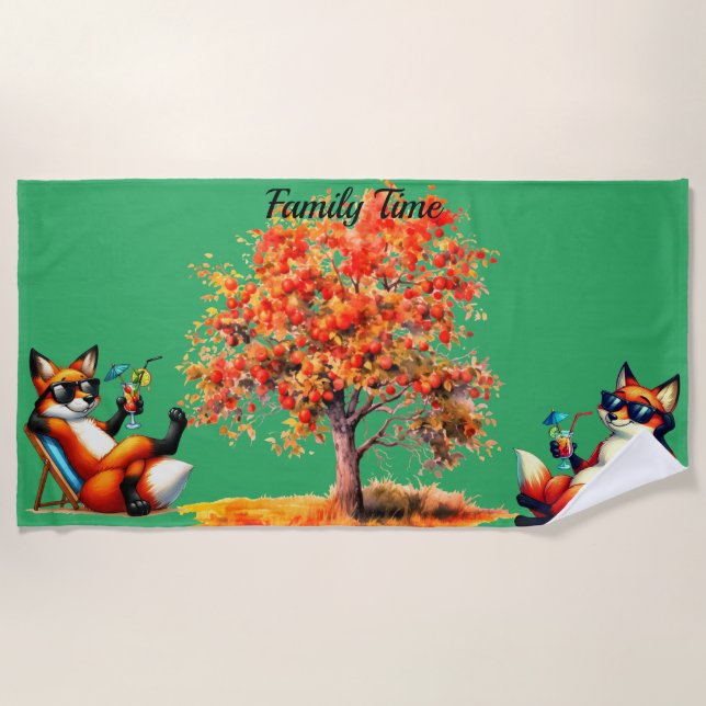 Toalla De Playa Foxes tiempo de familia (Anverso)