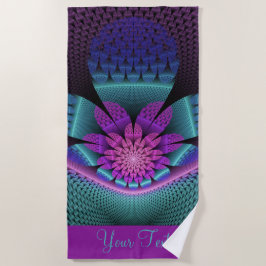 Toalla De Playa Fractal de flor colorida con estampado inusual