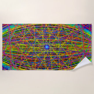 Toalla De Playa Fractal Web Neon