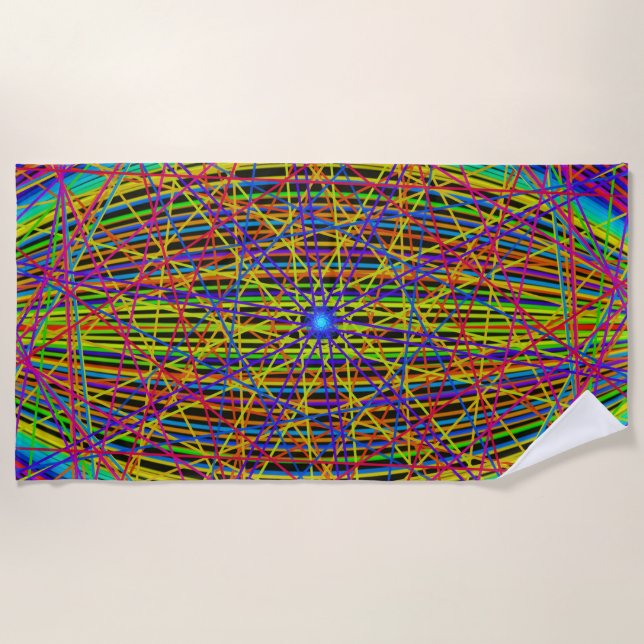 Toalla De Playa Fractal Web Neon (Anverso)