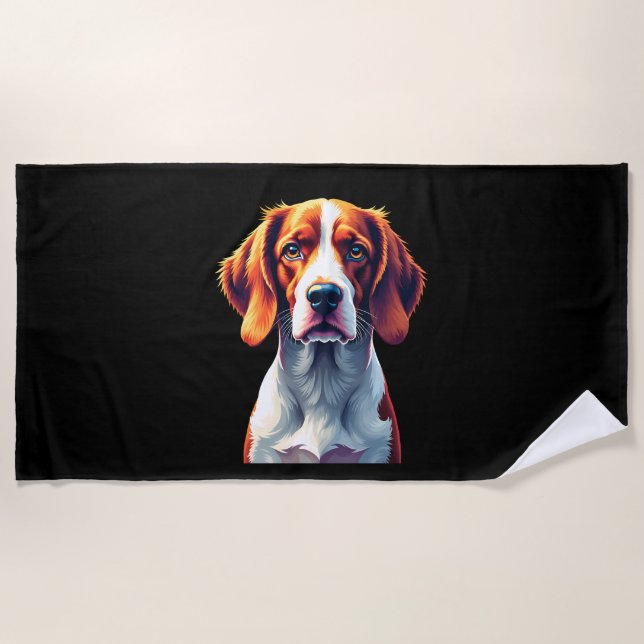 Toalla De Playa Francesa Bretaña Español Mamá Papá Perro Cara Pop  (Anverso)