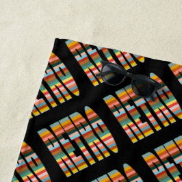 Toalla De Playa Frases de palabras retro coloridas