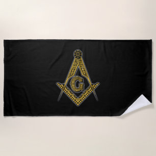 Toalla De Playa Freemason (negro y oro)
