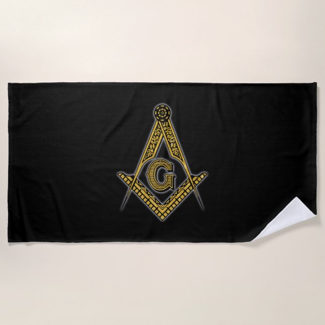 Toalla De Playa Freemason (negro y oro) (Anverso)