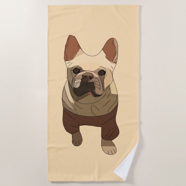 Toalla De Playa French Bulldog, Soft Peach (Anverso)