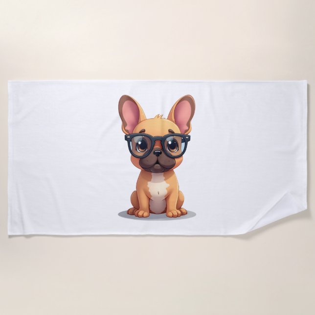 Toalla De Playa French Bulldog Wearing Glasses Copy (Anverso)
