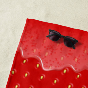Toalla De Playa Fresa Textura Fondo Liquido Fruta Jam