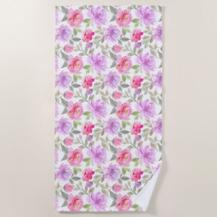 Toalla De Playa Fresco Ambiente de Primavera: Diseño Floral Rosa y