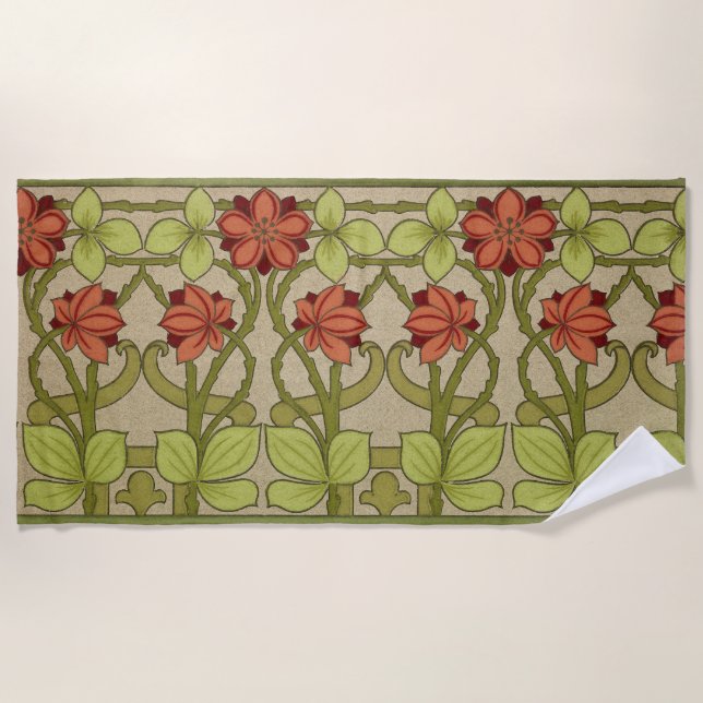 Toalla De Playa Frieze Border Art Nouveau Floral (Anverso)